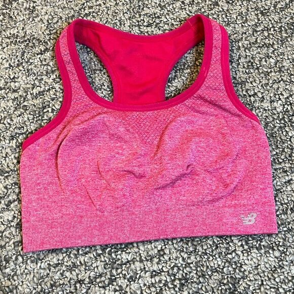 New Balance Pink Racerback Sports Bra - Picture 1 of 6